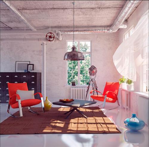 Бетонный потолок в интерьере – нюансы 10