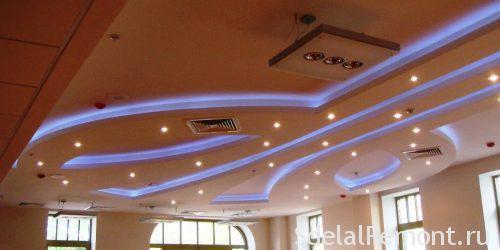 Парящий потолок из гипсокартона с подсветкой по периметру. Характеристика парящего потолка