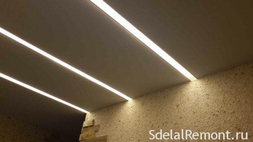 Парящий потолок из гипсокартона с подсветкой по периметру. Характеристика парящего потолка