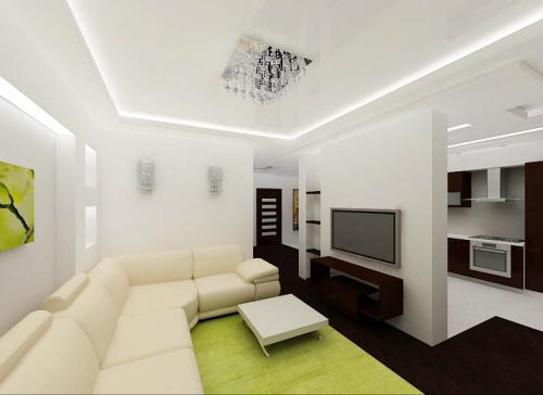 Потолок с подсветкой в спальне. Как сделать освещение с люстрой 05