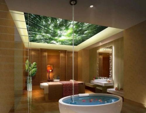 Натяжной потолок в ванной с подсветкой. Натяжной потолок в ванной — можно ли делать в ванной натяжной потолок, плюсы, минусы и какой лучше выбрать + фото