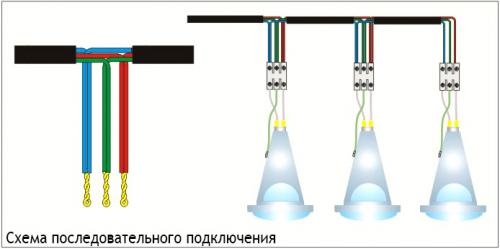 Как сделать точечные светильники на потолке. Схемы подключения