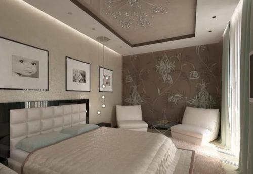 Натяжные потолки для спальни с рисунком. Виды натяжного потолка