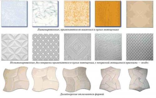 Плиты потолочные пенополистирольные. №3. Основные виды плитки из пенополистирола