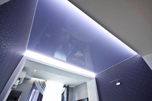 Двухуровневый натяжной потолок с подсветкой. Двухуровневые натяжные потолки (100 фото)