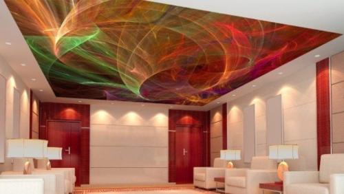 Натяжные потолки с рисунком в спальню. (+85 фото) Натяжные потолки с фотопечатью в спальне