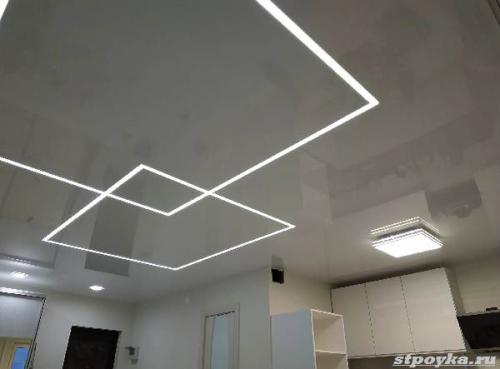 Световые линии на потолке плюсы и минусы. Плюсы потолка световые линии