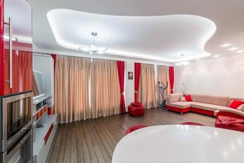 Двухуровневые натяжные потолки сочетание цветов. Двухуровневые натяжные потолки (100 фото)