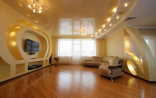 13 материалов для отделки потолка гостиной. Потолок в гостиной — разнообразие идей 19